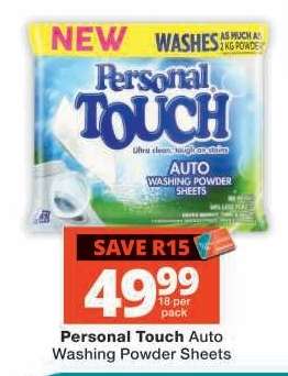 Personal Touch Auto Washing Powder Sheets
