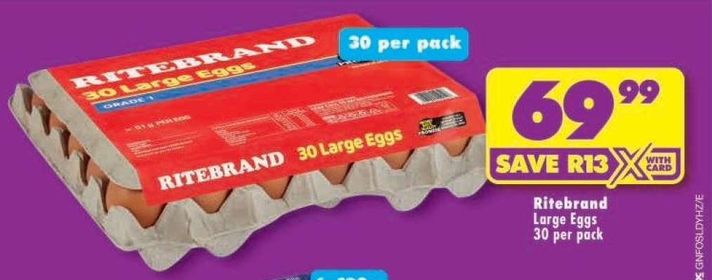 RITEBRAND LARGE EGGS 30 per pack