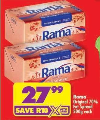 RAMA ORIGINAL 70% FAT SPREAD 500g each