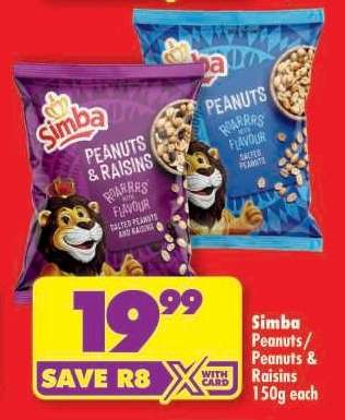Simba Peanuts/Peanuts & Raisins 150g each