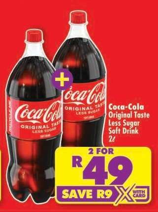 Coca-Cola Original Taste Less Sugar Soft Drink 2L