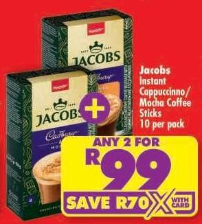 Jacobs Instant Cappuccino/Mocha Coffee Sticks 10 per pack