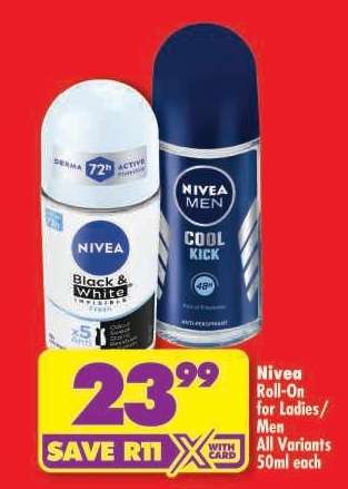 NIVEA ROLL-ON FOR LADIES/MEN