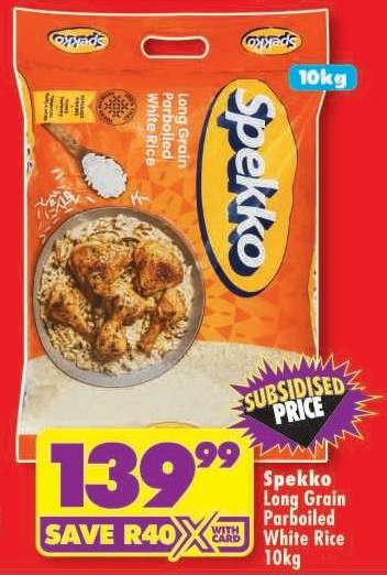Spekko Long Grain Parboiled White Rice 10kg