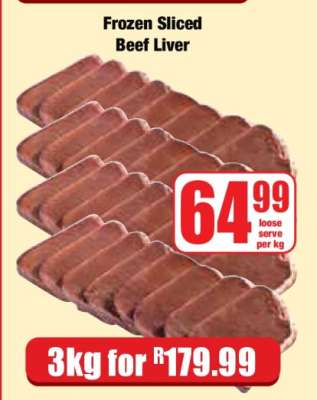 Frozen Sliced Beef Liver