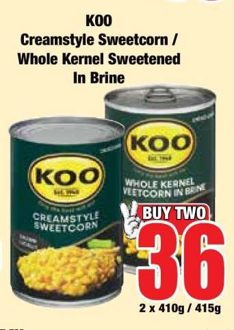 KOO Creamstyle Sweetcorn / Whole Kernel Sweetened In Brine