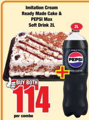 Imitation Cream Ready Made Cake & PEPSI Max Soft Drink 2L