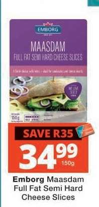 Emborg Maasdam Full Fat Semi Hard Cheese Slices
