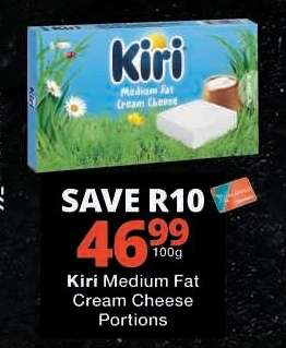 Kiri Medium Fat Cream Cheese Portions