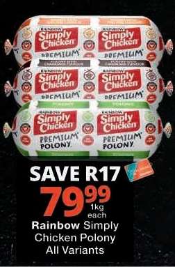 Rainbow Simply Chicken Polony