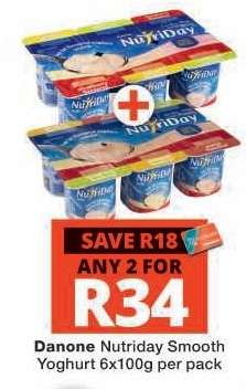 DANONE NUTRIDAY SMOOTH YOGHURT 6x100g per pack