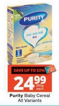 Purity Baby Cereal All Variants