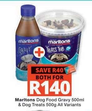 Marltons Dog Food Gravy 500ml & Dog Treats 500g