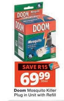 Doom Mosquito Killer Plug in Unit with Refill