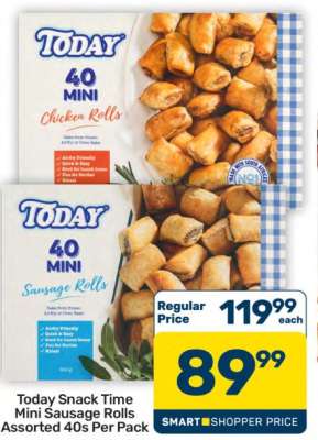 Today Snack Time Mini Sausage Rolls Assorted 40s Per Pack