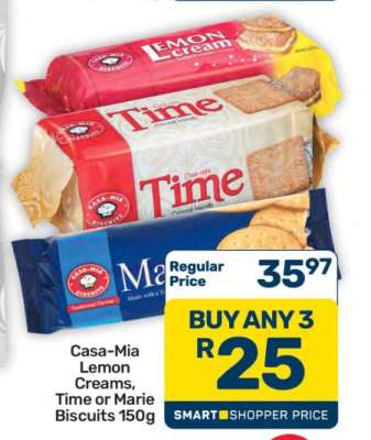 Casa-Mia Lemon Creams, Time or Marie Biscuits 150g