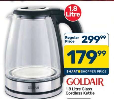 Goldair 1.8 Litre Glass Cordless Kettle
