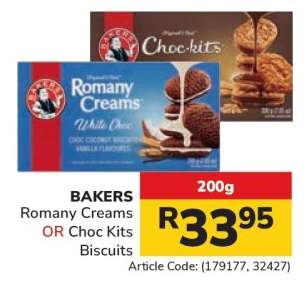 BAKERS Romany Creams or Choc-kits Biscuits