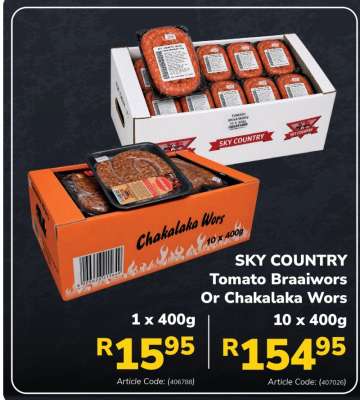 SKY COUNTRY Tomato Braaiwors Or Chakalaka Wors
