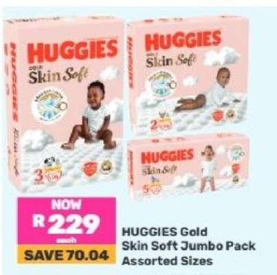 HUGGIES Gold Skin Soft Jumbo Pack Assorted Sizes