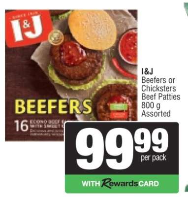 I&J Beefers or Chicksters Beef Patties