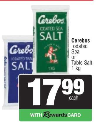 Cerebos Iodated Sea or Table Salt