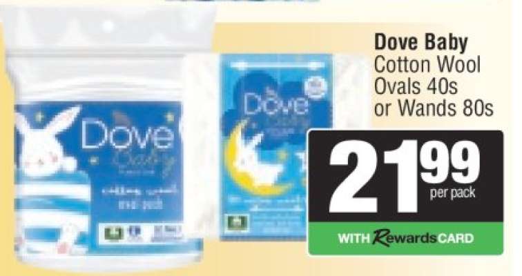 Dove Baby Cotton Wool Ovals 40s or Wands 80s