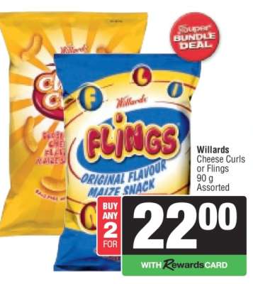 Willards Cheese Curls or Flings