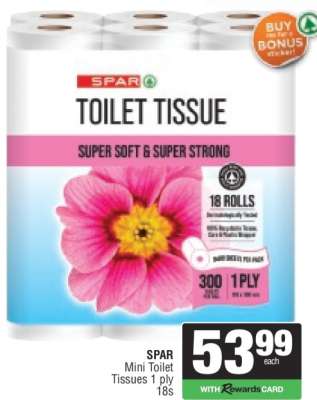 SPAR Mini Toilet Tissues 1 ply 18s