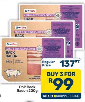 PnP Back Bacon 200g
