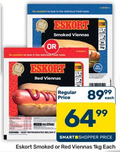 Eskort Smoked or Red Viennas 1kg
