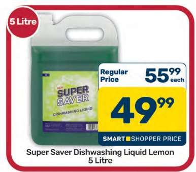 Super Saver Dishwashing Liquid Lemon 5 Litre