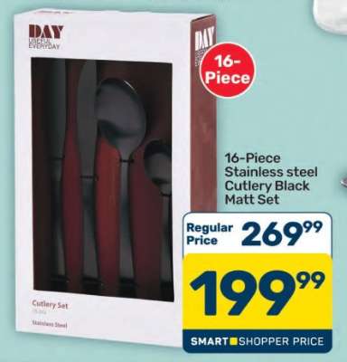 16-Piece Stainless Steel Cutlery Black Matt Set