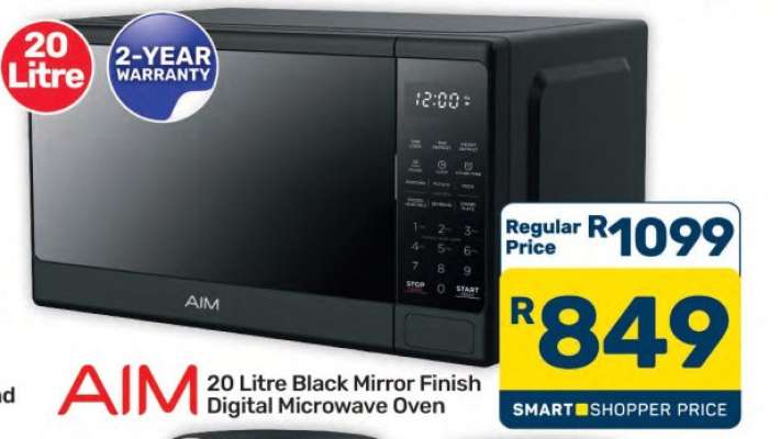 AIM 20 Litre Black Mirror Finish Digital Microwave Oven