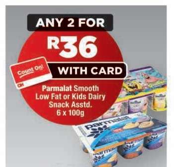 Parmalat Smooth Low Fat or Kids Dairy Snack Assorted