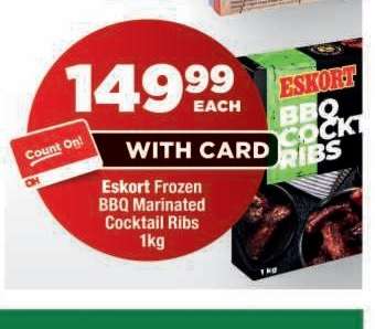 Eskort Frozen BBQ Marinated Cocktail Ribs
