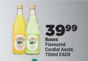 Roses Flavoured Cordial Asstd.