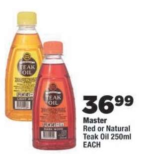 Master Red or Natural Teak Oil 250ml