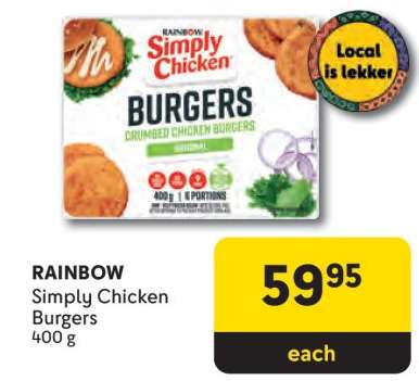 Rainbow Simply Chicken Burgers