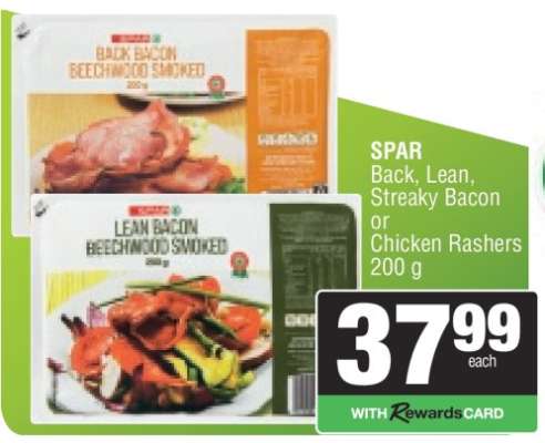 SPAR Back, Lean, Streaky Bacon or Chicken Rashers