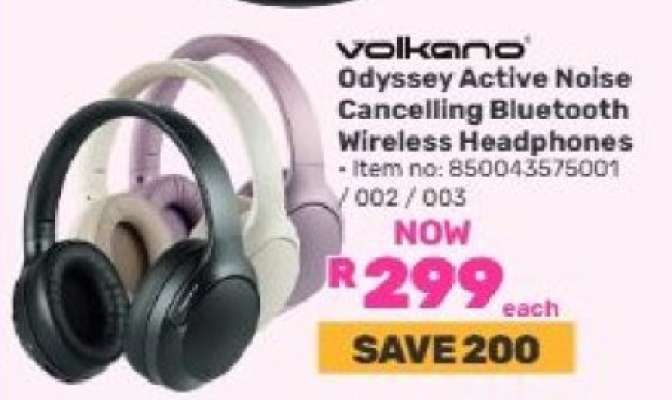 Volkano Odyssey Active Noise Cancelling Bluetooth Wireless Headphones