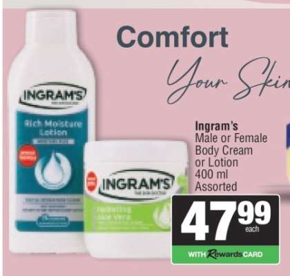 Ingram's Male or Female Body Cream or Lotion