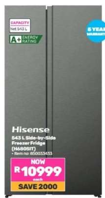 Hisense 543 L Side-by-Side Freezer Fridge (H680SIT)