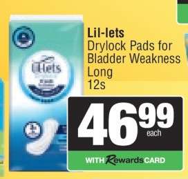 Lil-lets Drylock Pads for Bladder Weakness Long 12s