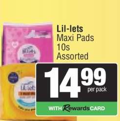 Lil-lets Maxi Pads 10s Assorted