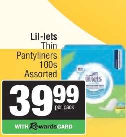Lil-lets Thin Pantyliners 100s Assorted