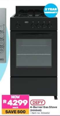 DEFY 4-Burner Gas Stove (DGS568)