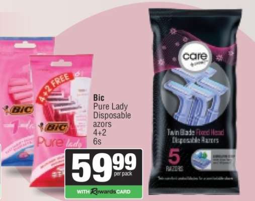 Bic Pure Lady Disposable Razors 4+2 6s