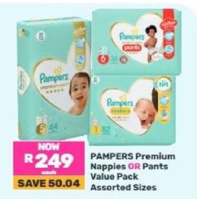 PAMPERS Premium Nappies OR Pants Value Pack