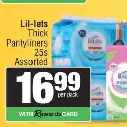 Lil-lets Thick Pantyliners 25s Assorted